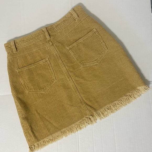 MP D women's small mustard yellow corduroy mini skirt with frayed hem EUC - Picture 3 of 5